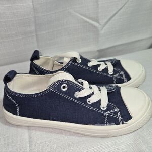 Kids Navy Blue Canvas Sneakers Tie Shoes Size 13
